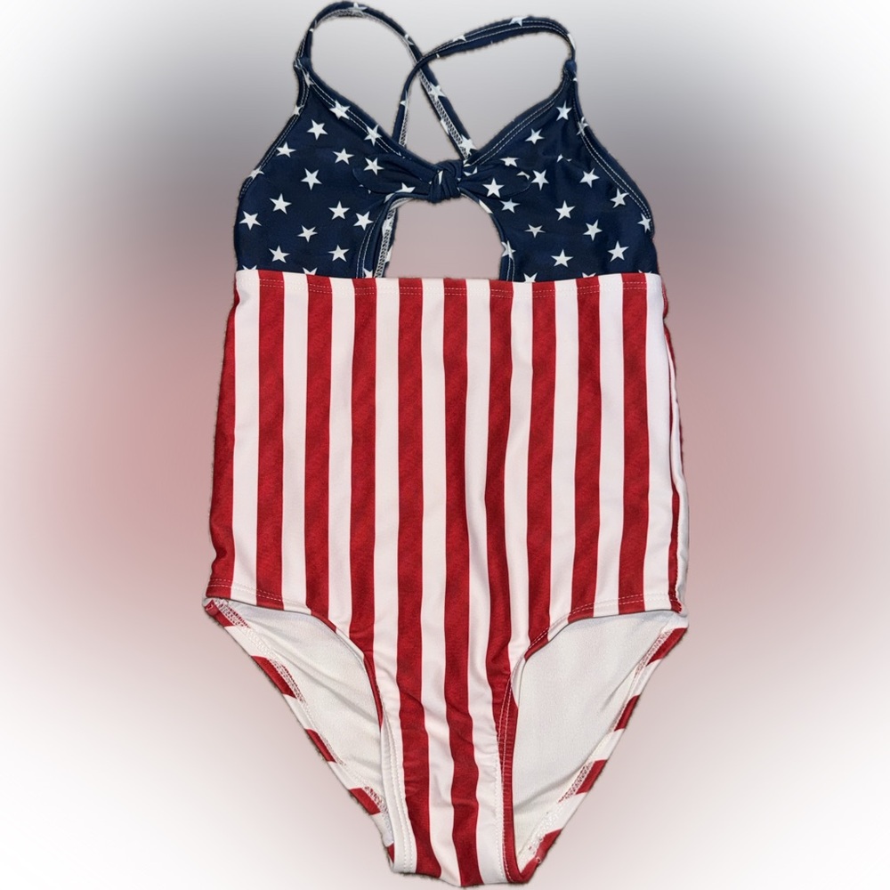 Old Navy Americana Red, White & Navy Star-Stripes One-Piece Swimsuit - Picture 2 of 3